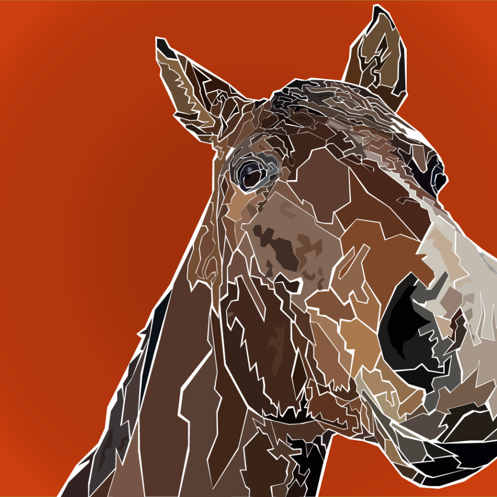 illustration of horse with orange background